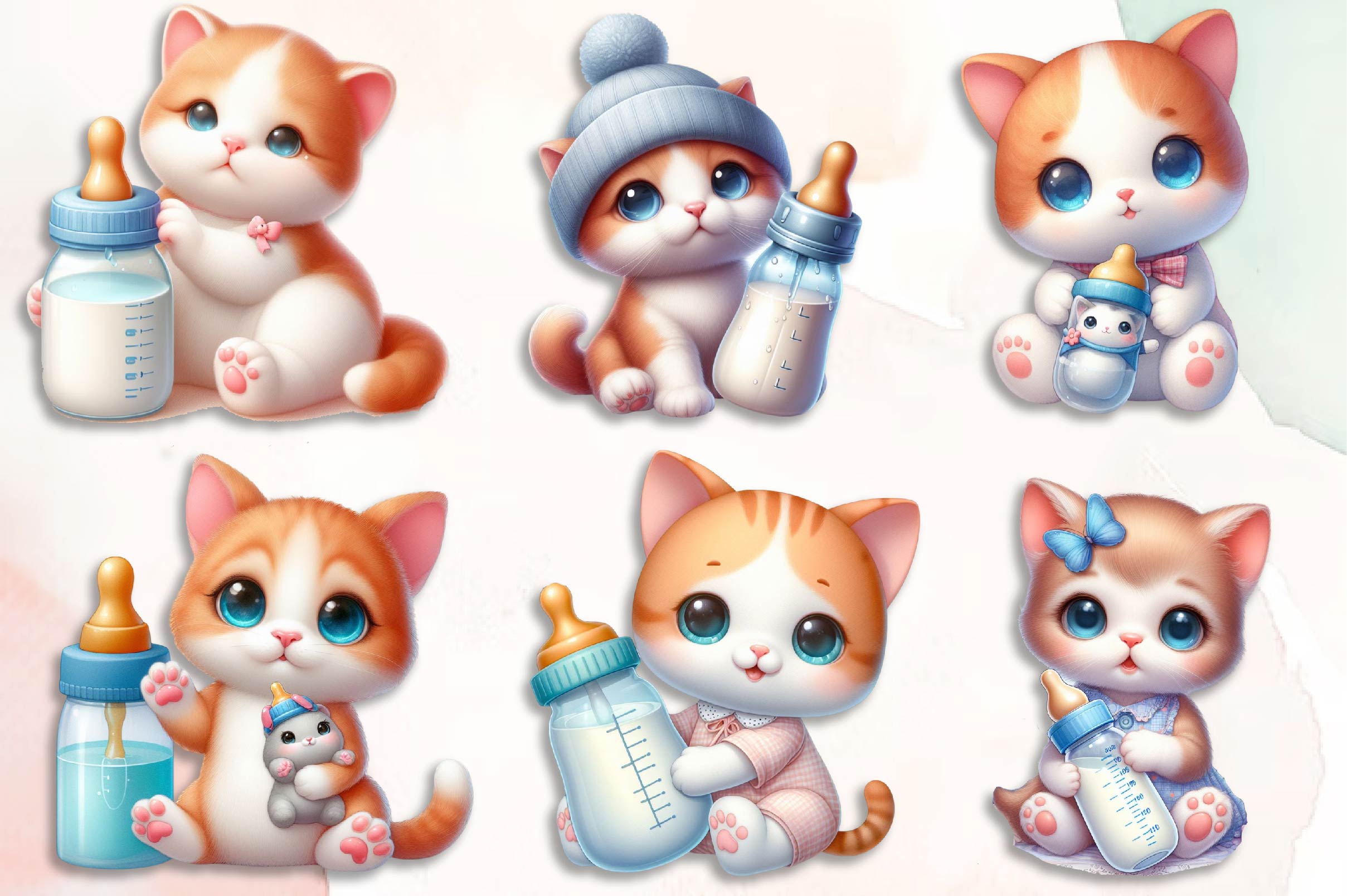 Kitten With Baby Bottle Clipart Bundle - CraftNest - Digital Crafting and Art