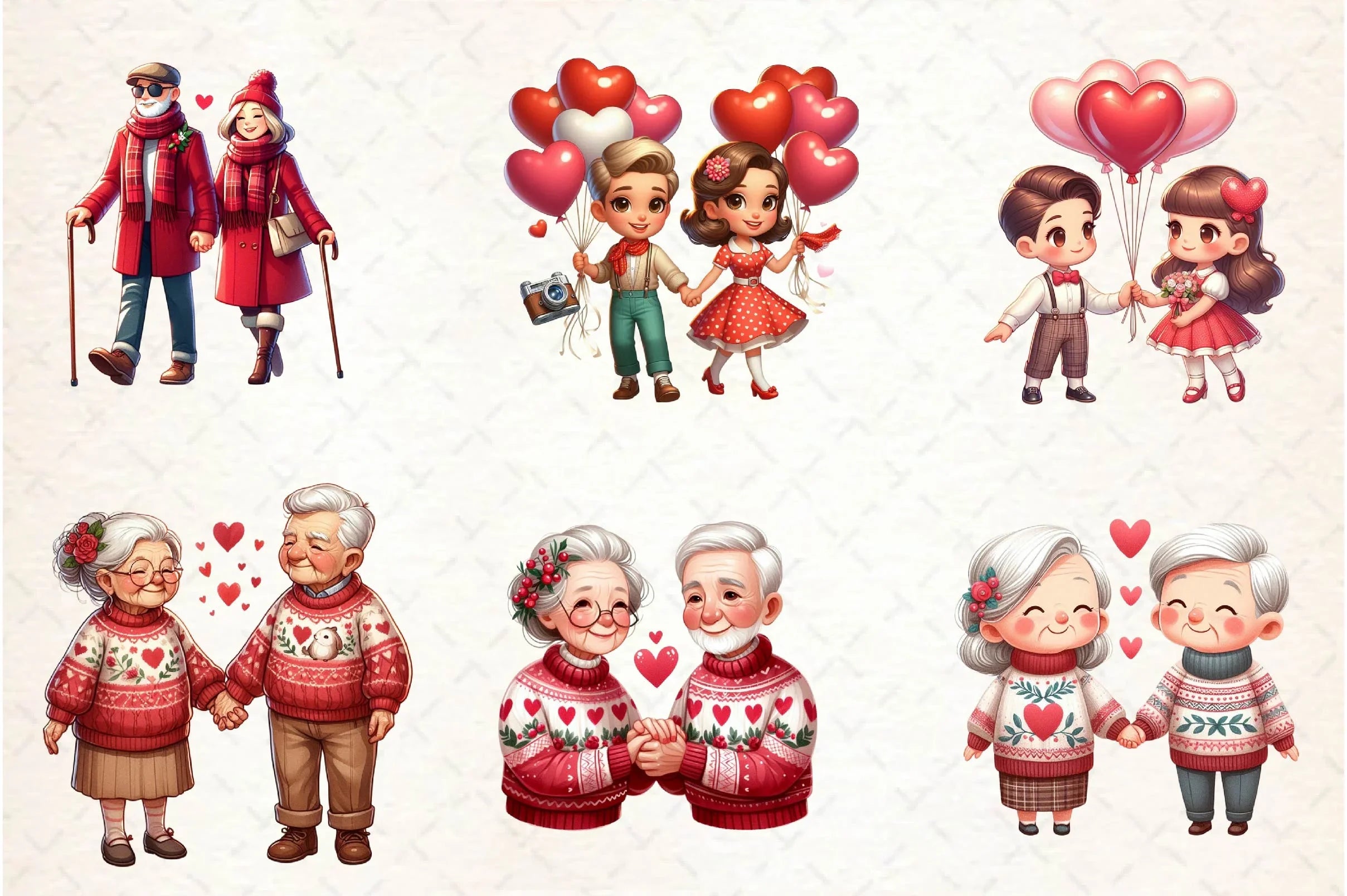 Old Couple Valentine's Day Clipart Bundle - CraftNest - Digital Crafting and Art