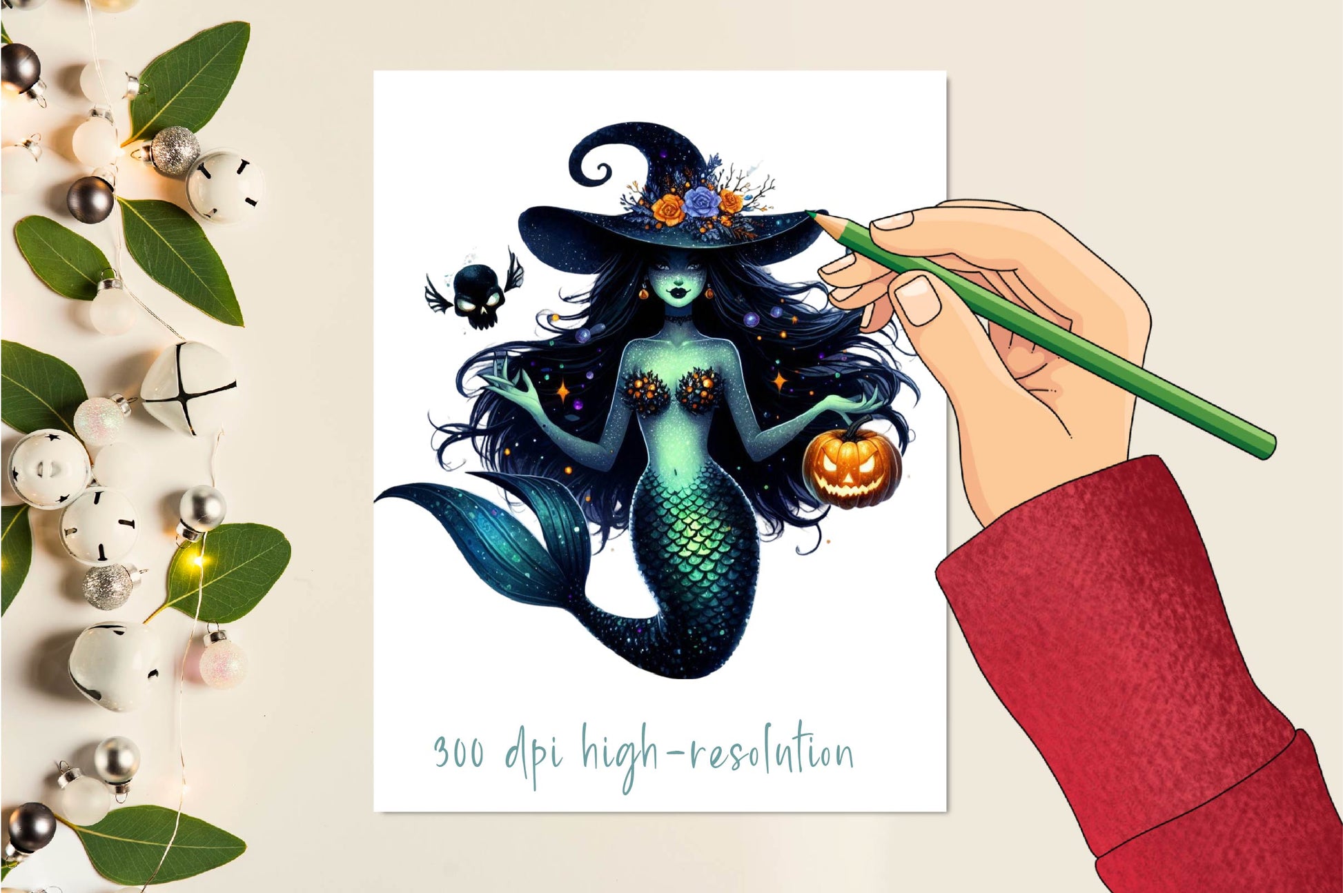 Halloween Mystical Mermaid Girl Clipart Bundle - CraftNest - Digital Crafting and Art