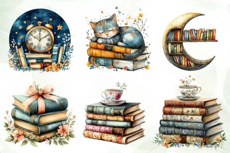 Whimsical Library Clipart Bundle - CraftNest - Digital Crafting and Art