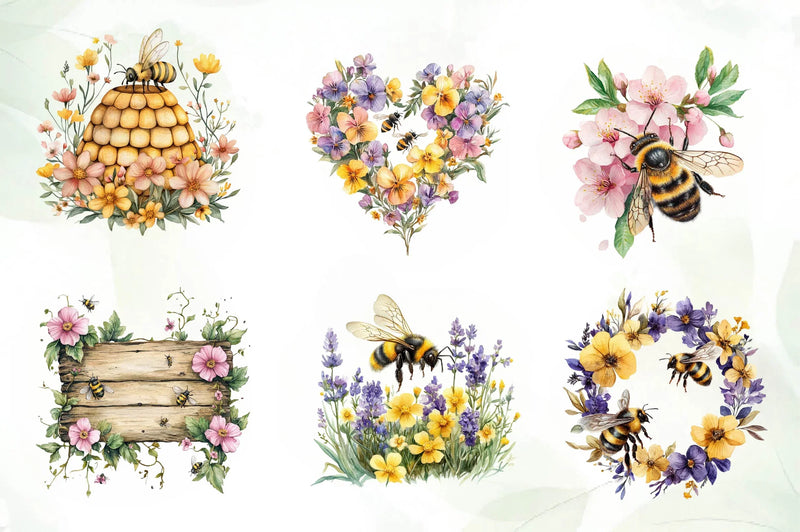 Spring Bees Clipart Bundle - CraftNest - Digital Crafting and Art