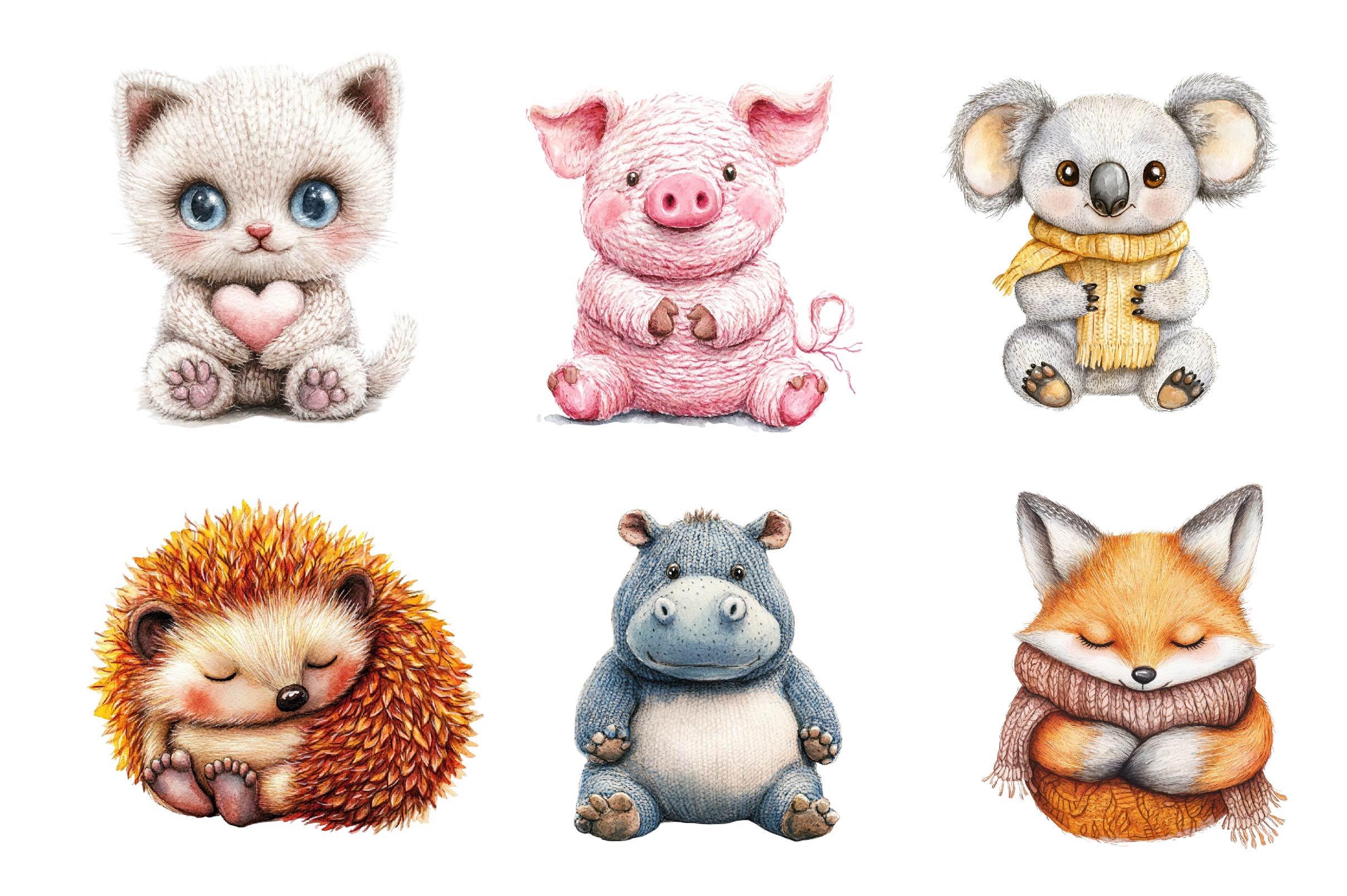 Knitted Plush Baby Animals Clipart Bundle - CraftNest - Digital Crafting and Art