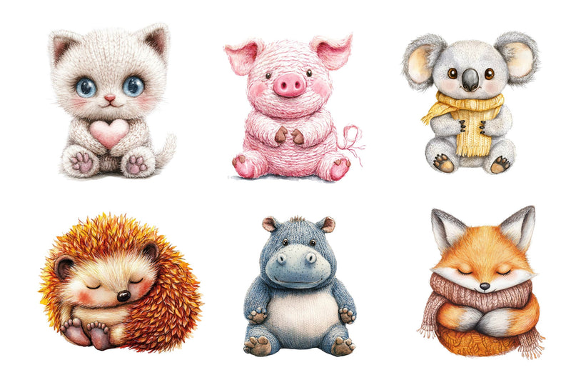 Knitted Plush Baby Animals Clipart Bundle - CraftNest - Digital Crafting and Art