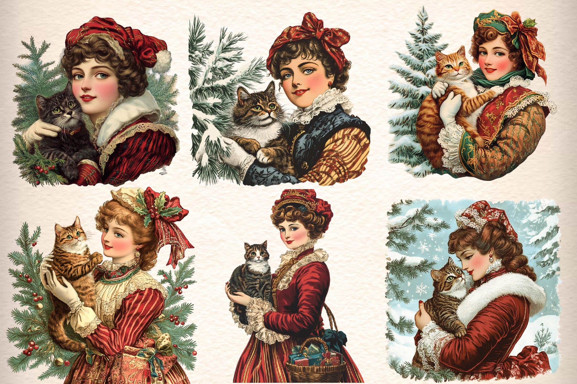 Christmas Victorian Woman Clipart Bundle - CraftNest - Digital Crafting and Art