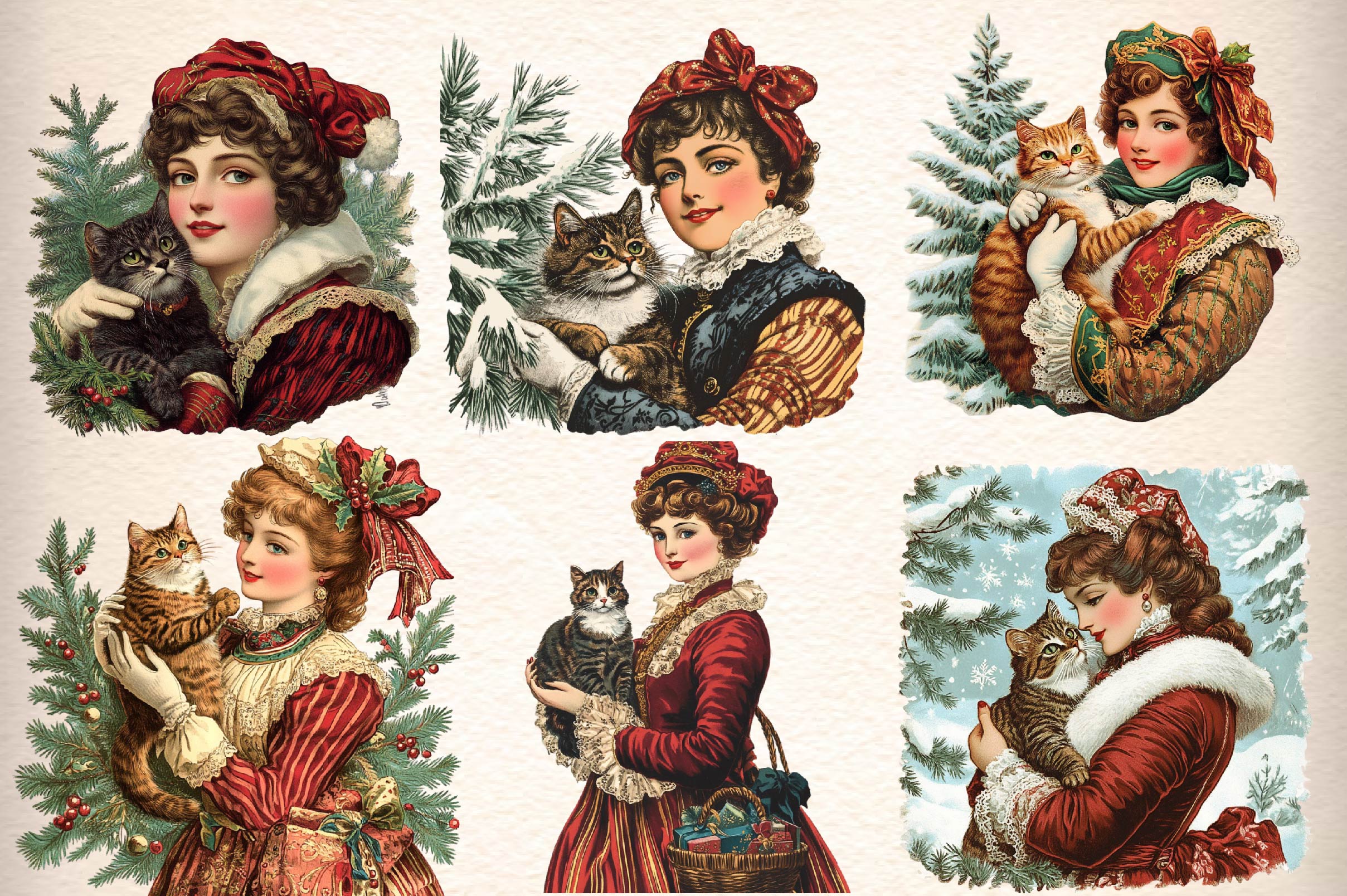 Christmas Victorian Woman Clipart Bundle - CraftNest - Digital Crafting and Art