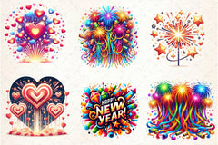 Happy New Year Fireworks Clipart Bundle - CraftNest - Digital Crafting and Art