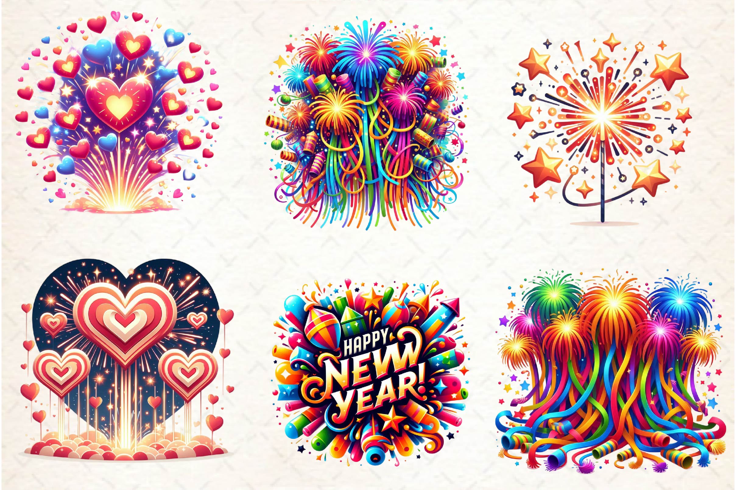 Happy New Year Fireworks Clipart Bundle - CraftNest - Digital Crafting and Art