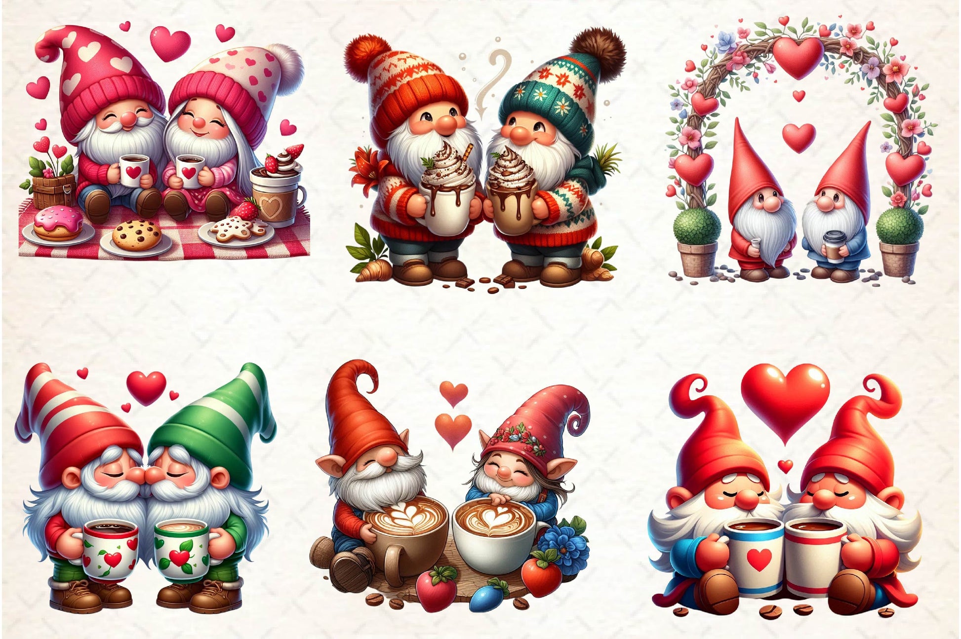 Valentine Gnome Couple Coffee Cup Clipart Bundle - CraftNest - Digital Crafting and Art