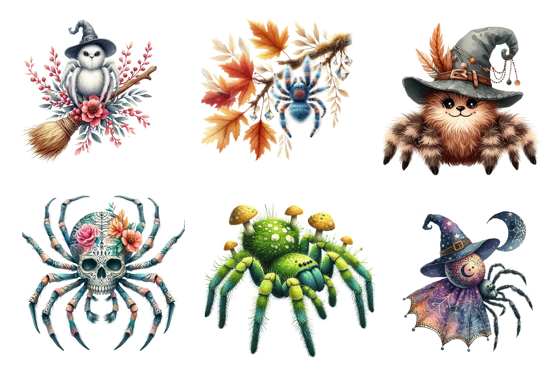 Boho Halloween Spider Clipart Bundle - CraftNest - Digital Crafting and Art