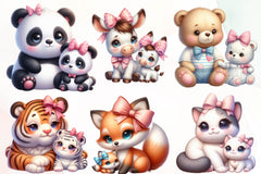 Mama And Baby Animal Clipart Bundle - CraftNest - Digital Crafting and Art