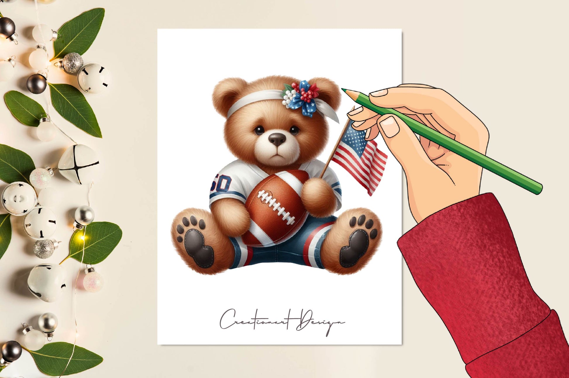 Teddy Bear American Football Clipart Bundle - CraftNest - Digital Crafting and Art