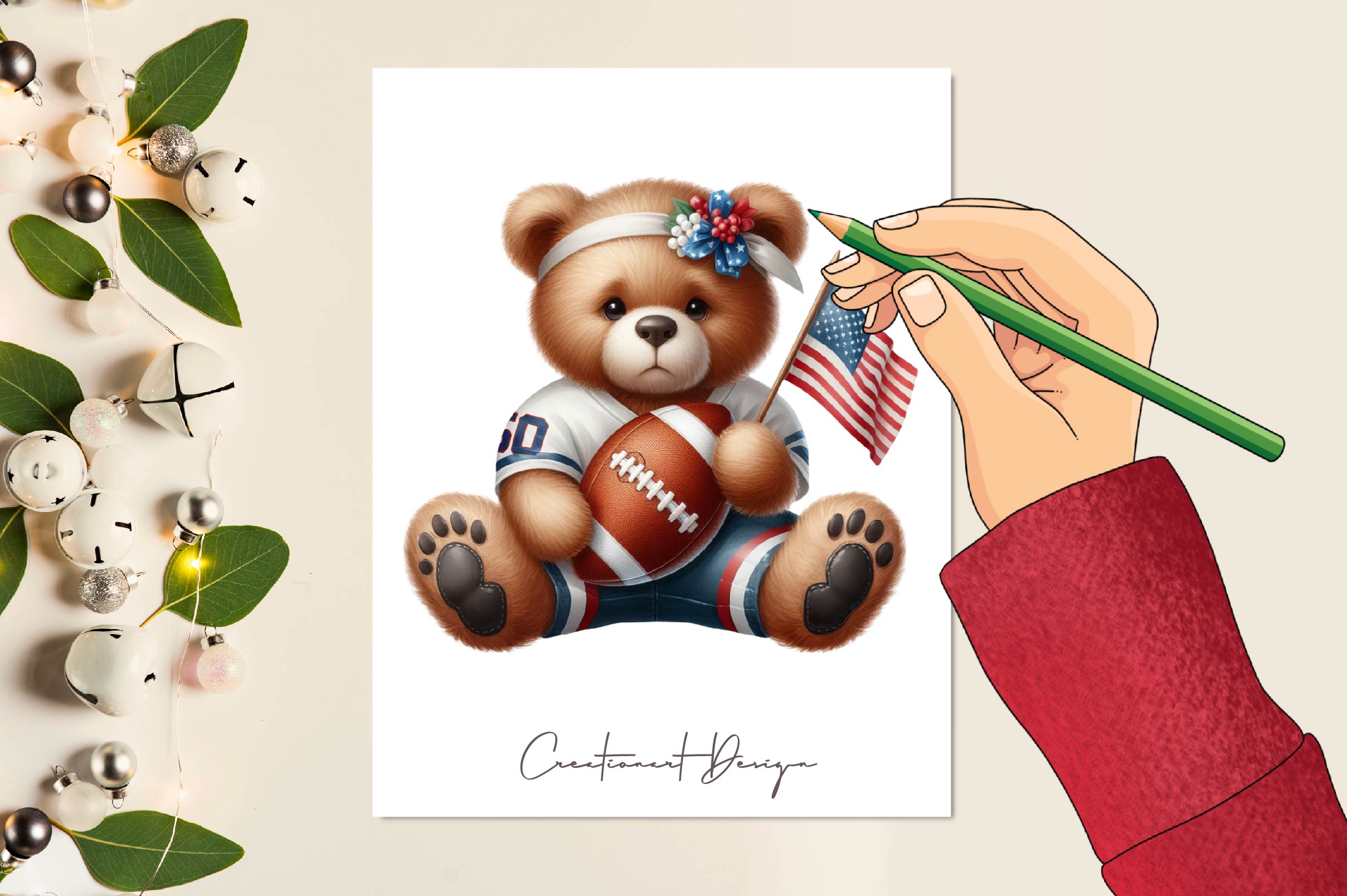Teddy Bear American Football Clipart Bundle - CraftNest - Digital Crafting and Art