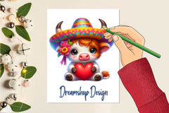 Cinco De Mayo Highland Cow Clipart Bundle 1 - CraftNest - Digital Crafting and Art