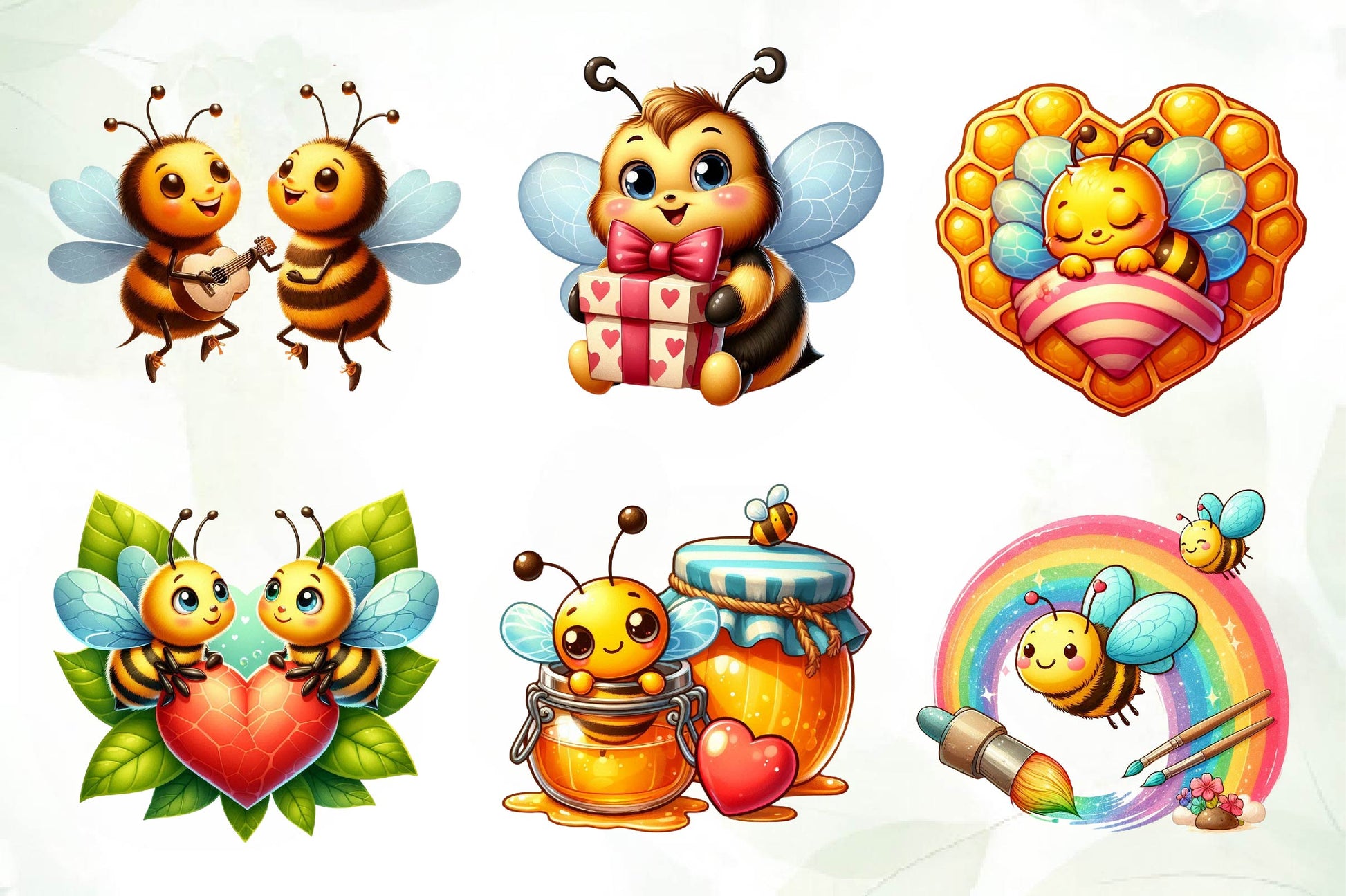 Cute Bee In Love Clipart Bundle - CraftNest - Digital Crafting and Art