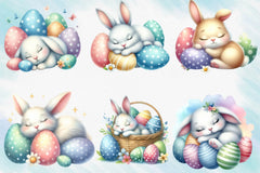 Easter Sleeping Bunny In An Egg Clipart Bundle - CraftNest - Digital Crafting and Art
