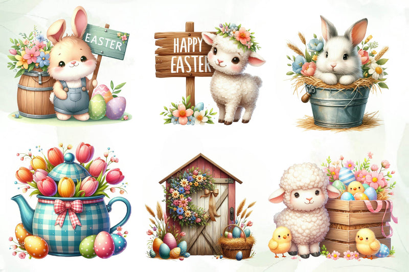 Country Farmhouse Easter Clipart Bundle 1 - CraftNest - Digital Crafting and Art
