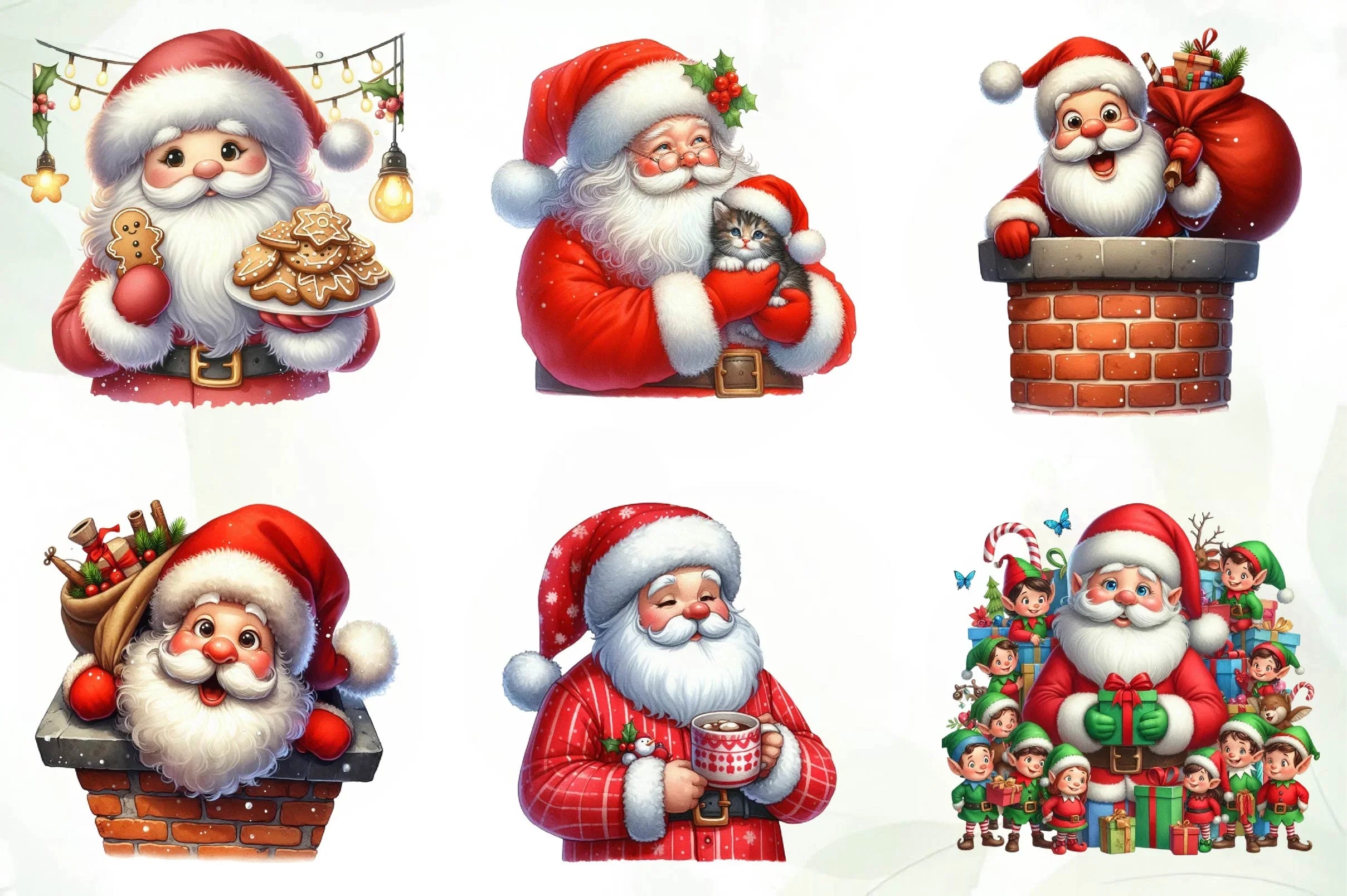 Cute Santa Claus Clipart Bundle - CraftNest - Digital Crafting and Art