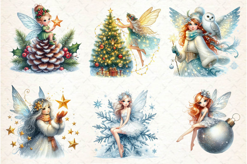 Beautiful Fairy Christmas Clipart Bundle - CraftNest - Digital Crafting and Art