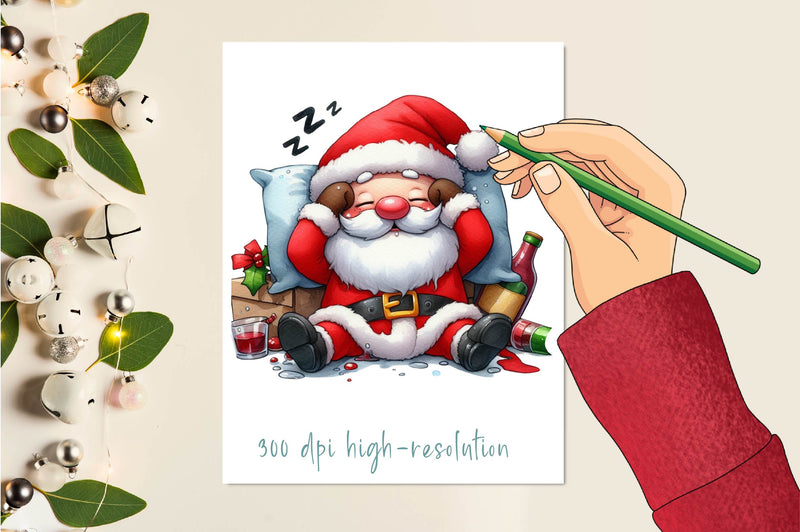 Sleeping Christmas Santa Claus Clipart Bundle - CraftNest - Digital Crafting and Art