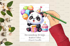 Panda Birthday Clipart Bundle - CraftNest - Digital Crafting and Art