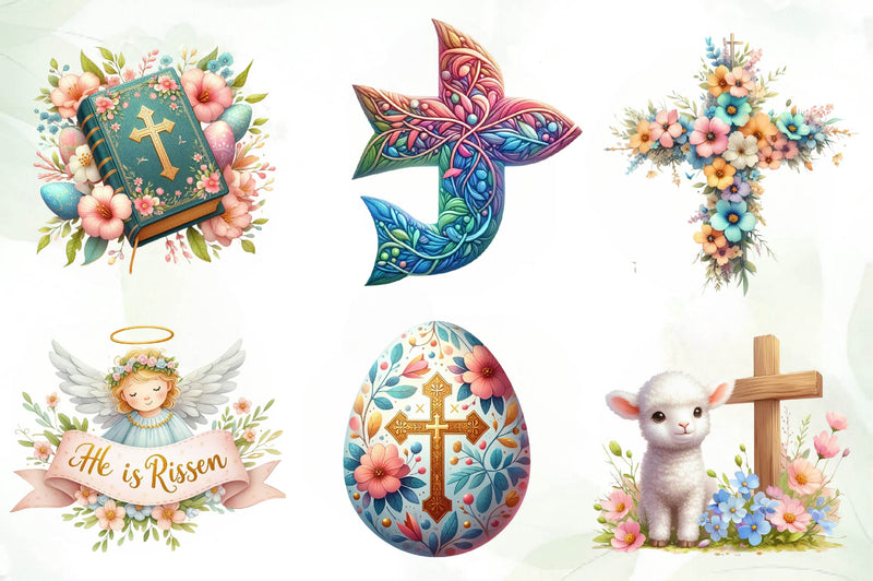 Pastel Christian Easter Clipart Bundle - CraftNest - Digital Crafting and Art