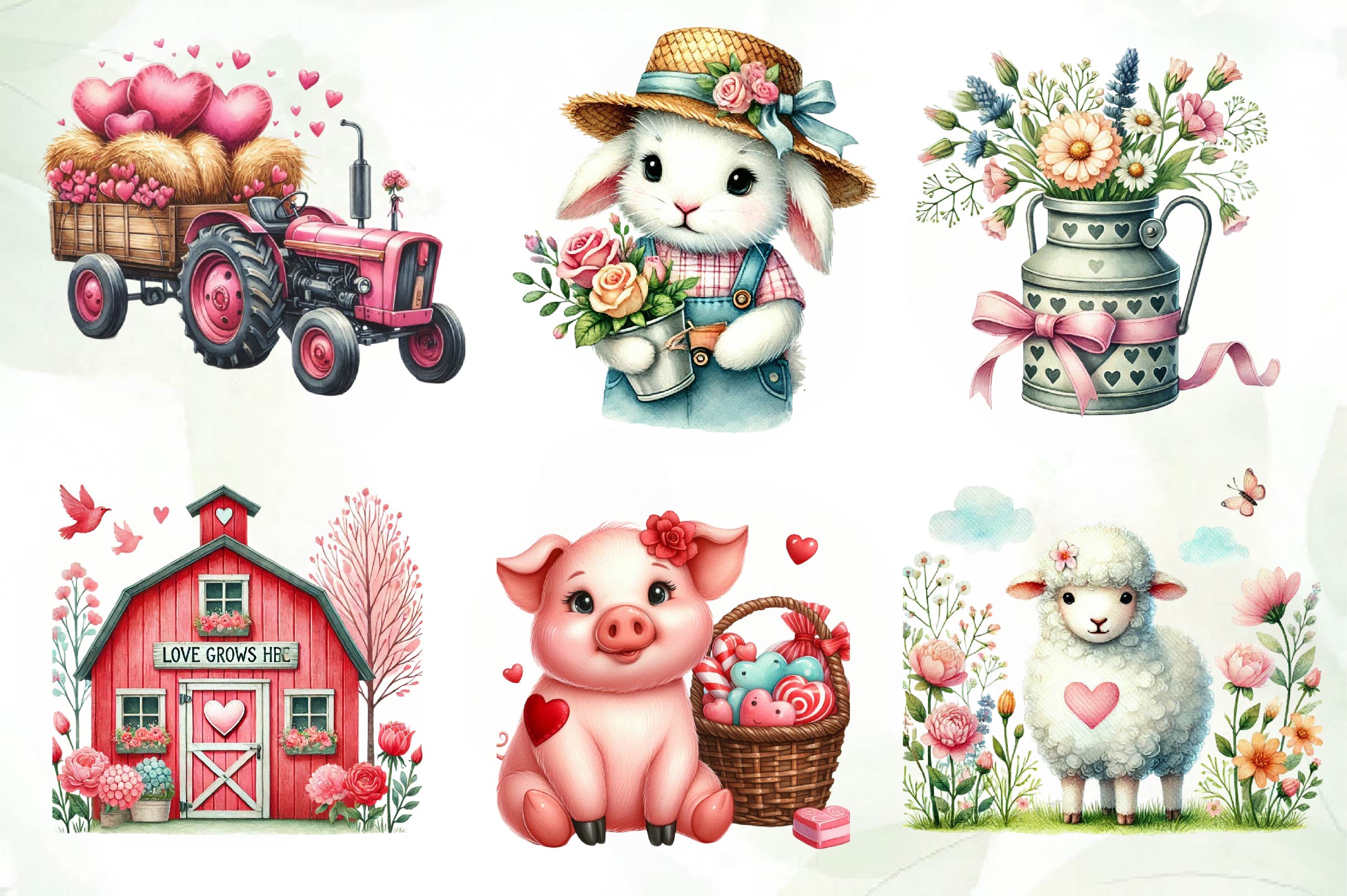 Valentine Farm Clipart Bundle 1 - CraftNest - Digital Crafting and Art