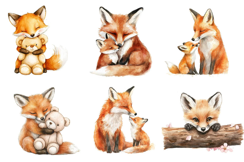 Cozy Fox Family Clipart Bundle - CraftNest - Digital Crafting and Art