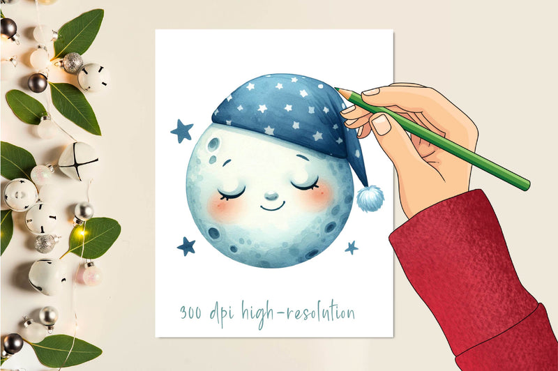 Sleepy Moon Clipart Bundle - CraftNest - Digital Crafting and Art