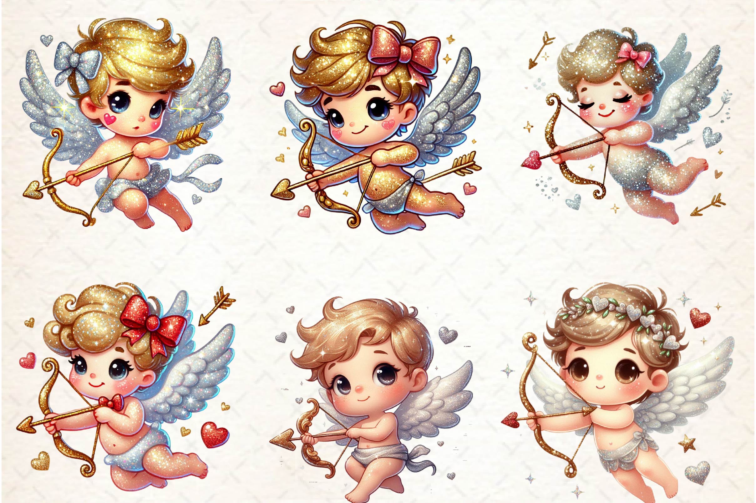 Glitter Valentine Cupid Clipart Bundle - CraftNest - Digital Crafting and Art