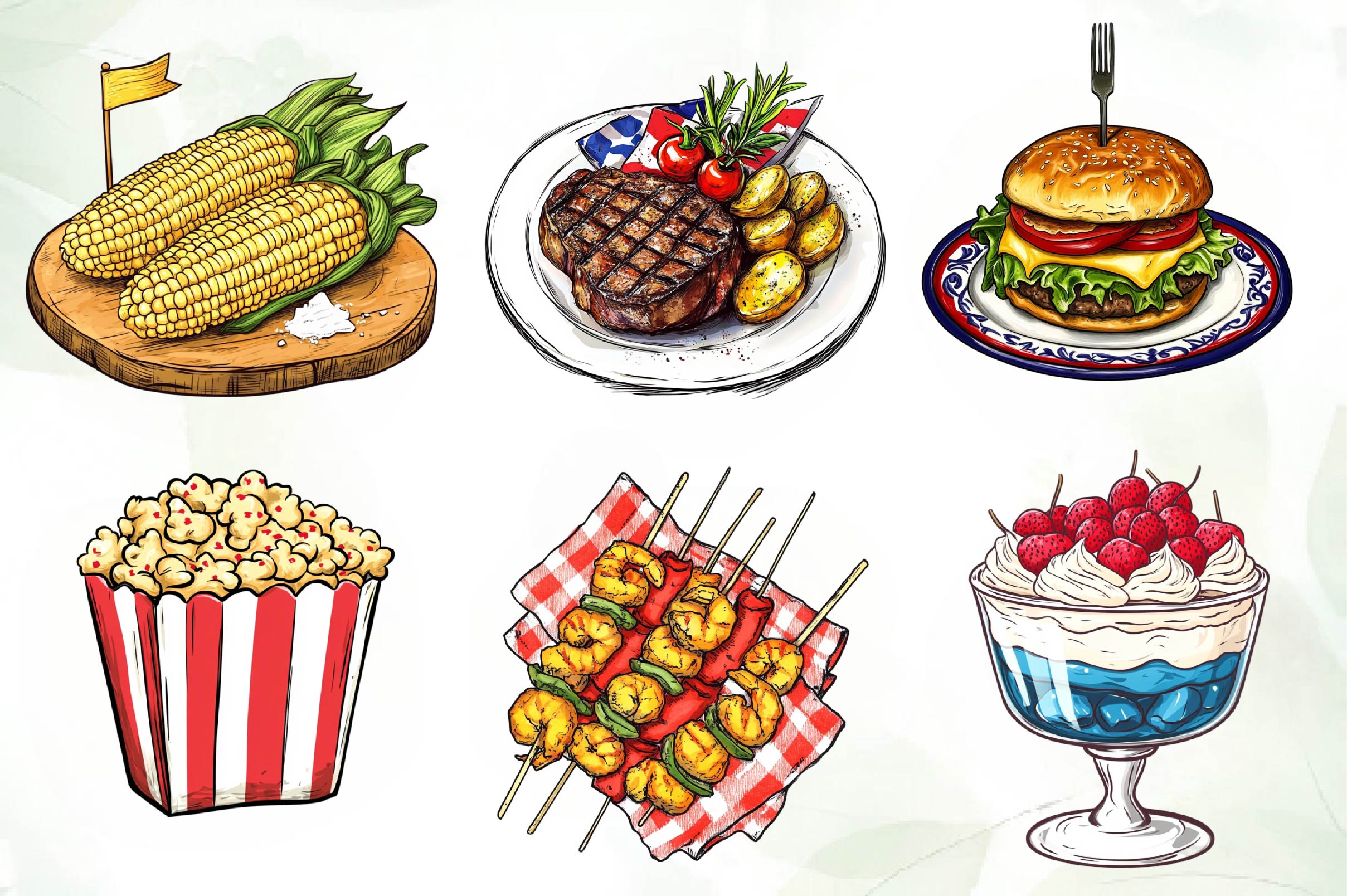 4th Of July Food Clipart Bundle - CraftNest - Digital Crafting and Art
