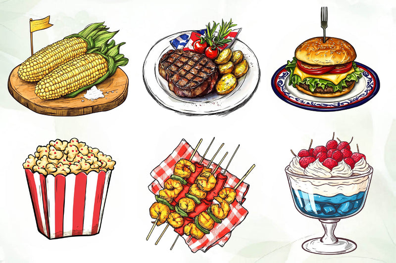 4th Of July Food Clipart Bundle - CraftNest - Digital Crafting and Art