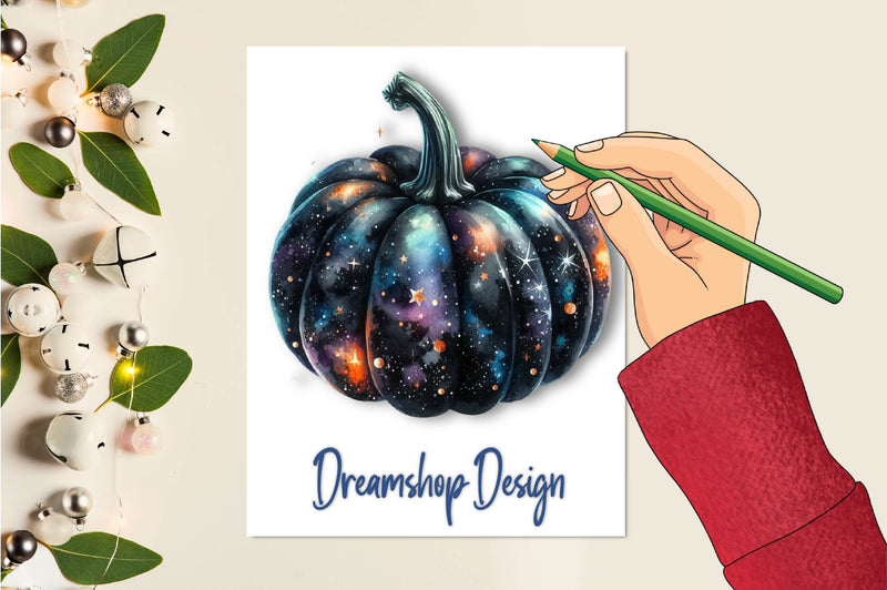 Black Starry Pumpkin Clipart Bundle - CraftNest - Digital Crafting and Art