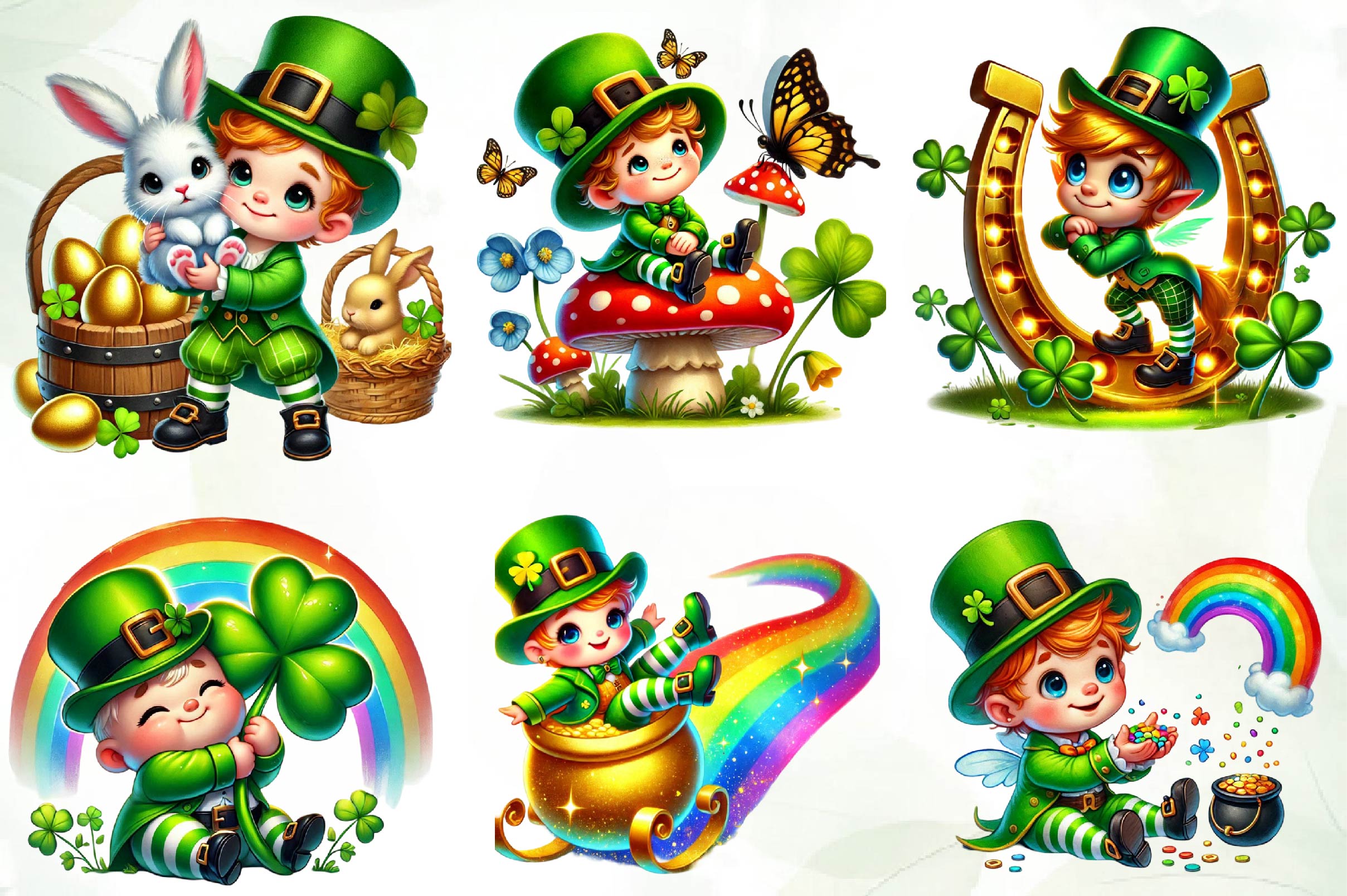 St Patricks Day Cute Leprechaun Clipart Bundle - CraftNest - Digital Crafting and Art