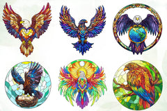 Round Stained Glass Eagle Embrace Clipart Bundle - CraftNest - Digital Crafting and Art