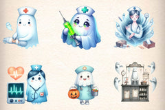 Cute Ghost Nurse Clipart Bundle - CraftNest - Digital Crafting and Art
