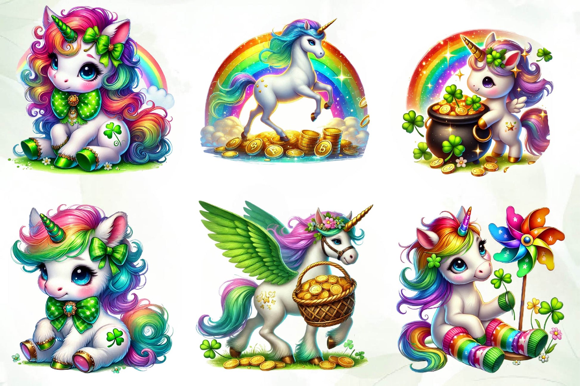 St Patricks Day Cute Unicorn Clipart Bundle - CraftNest - Digital Crafting and Art