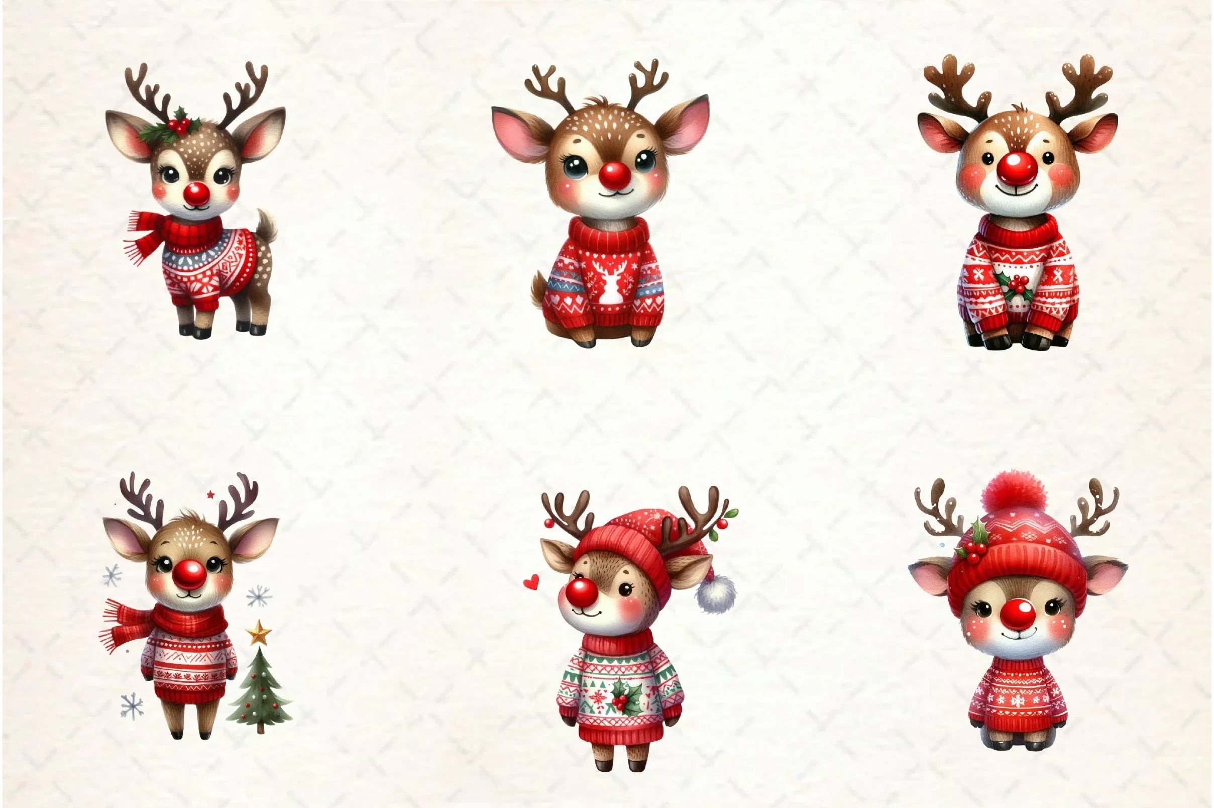 Cute Reindeer Christmas Clipart Bundle - CraftNest - Digital Crafting and Art