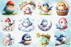 Crowned Spring Birds Clipart Bundle - CraftNest - Digital Crafting and Art