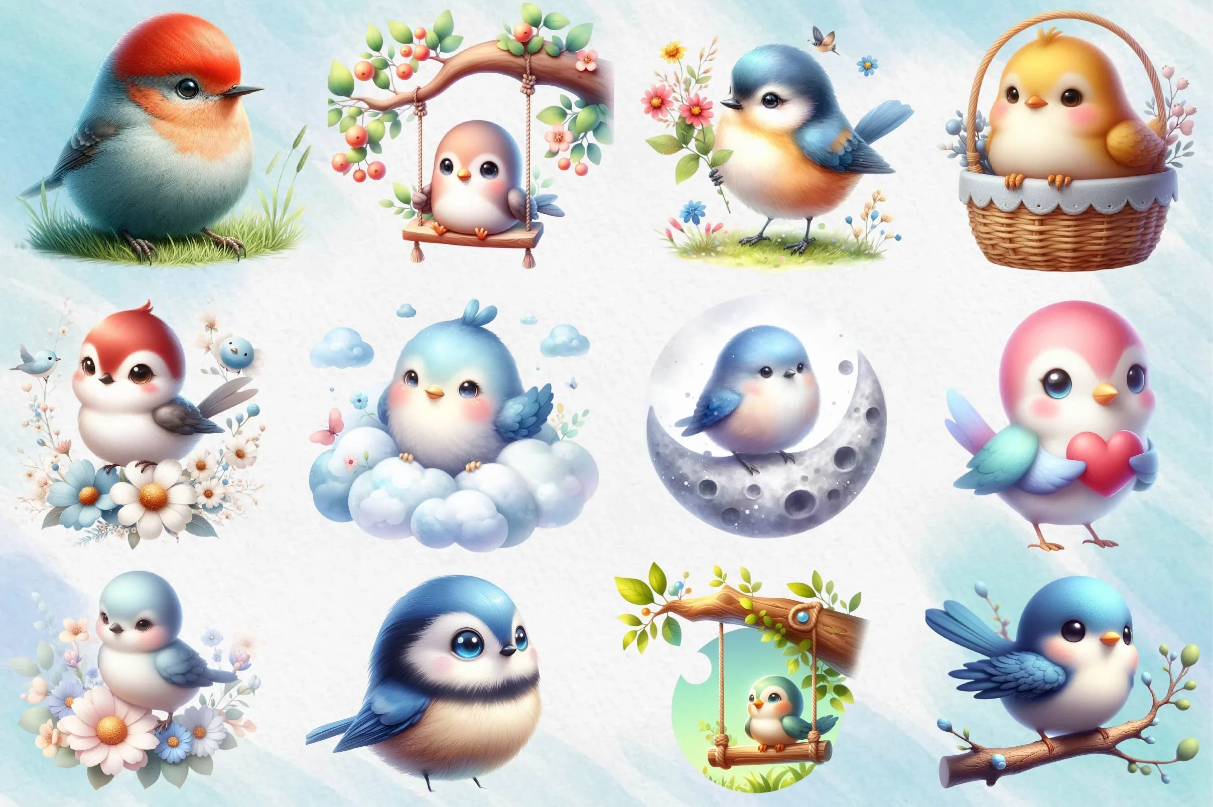 Crowned Spring Birds Clipart Bundle - CraftNest - Digital Crafting and Art