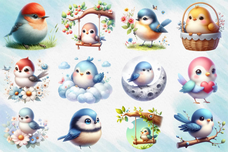 Crowned Spring Birds Clipart Bundle - CraftNest - Digital Crafting and Art