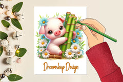 Spring Pig Clipart Bundle - CraftNest - Digital Crafting and Art