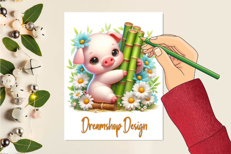 Spring Pig Clipart Bundle - CraftNest - Digital Crafting and Art