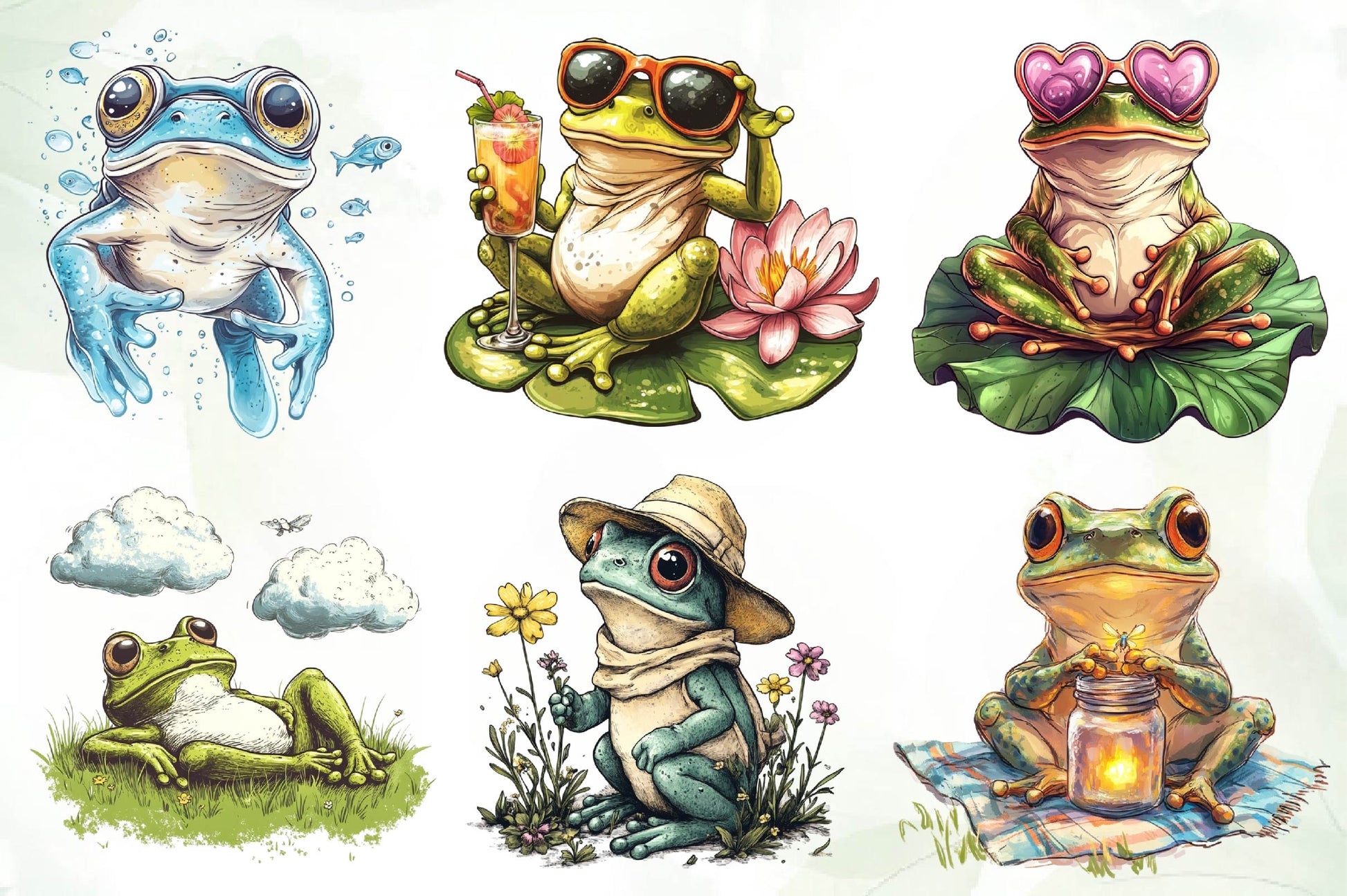 Frog Enjoying Summer Clipart Bundle - CraftNest - Digital Crafting and Art