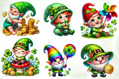 St Patricks Day Cute Gnome Clipart Bundle - CraftNest - Digital Crafting and Art