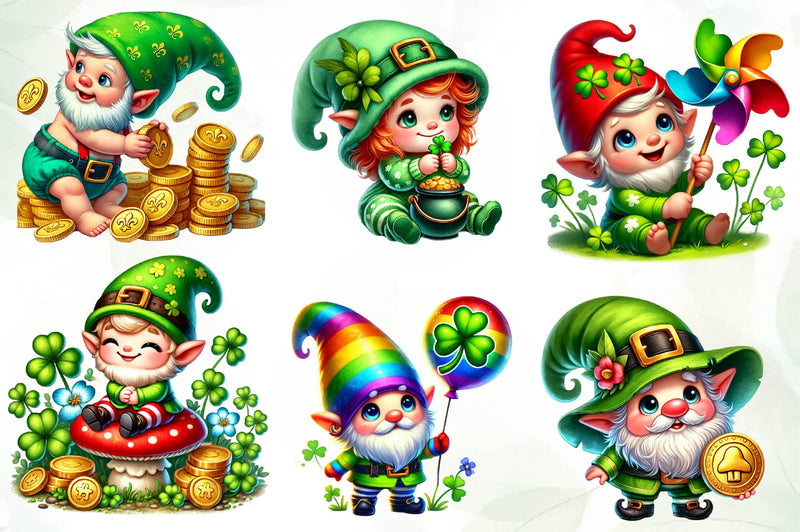 St Patricks Day Cute Gnome Clipart Bundle - CraftNest - Digital Crafting and Art