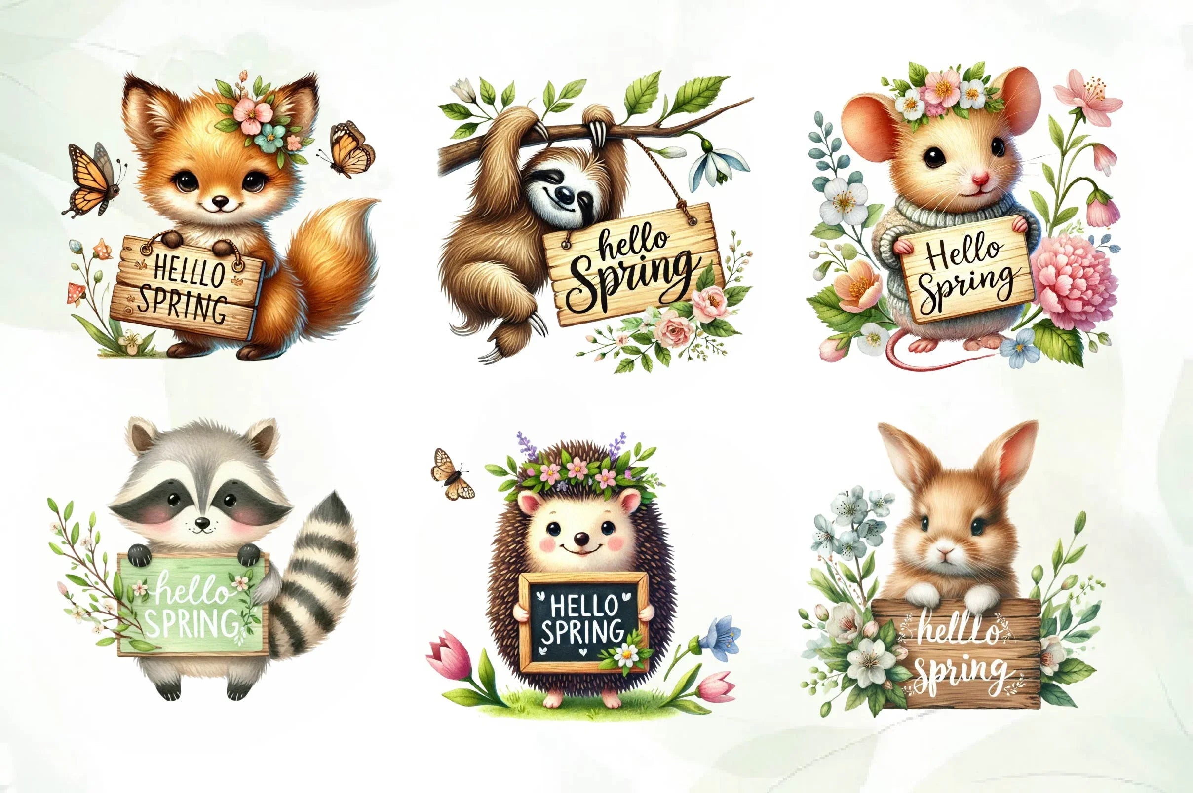 Hello Spring Animal Clipart Bundle - CraftNest - Digital Crafting and Art
