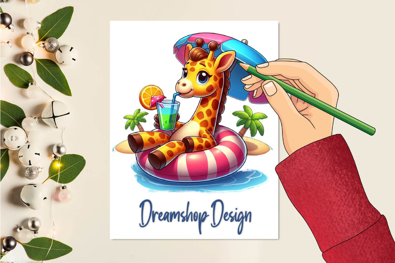 Summer Animals On Float Clipart Bundle - CraftNest - Digital Crafting and Art