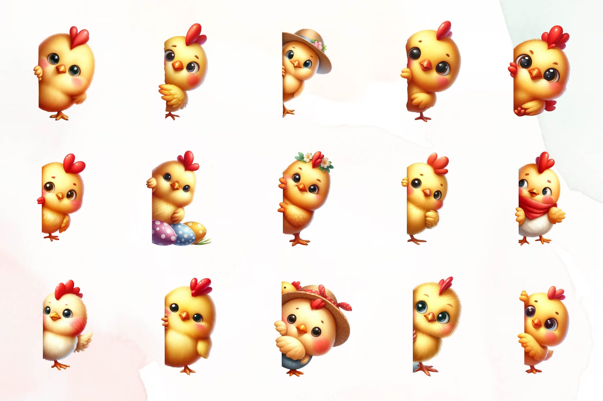 Chick Peeking Around Corner Clipart Bundle - CraftNest - Digital Crafting and Art