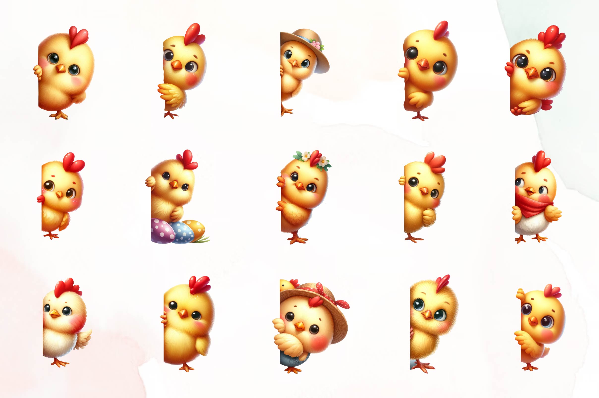 Chick Peeking Around Corner Clipart Bundle - CraftNest - Digital Crafting and Art