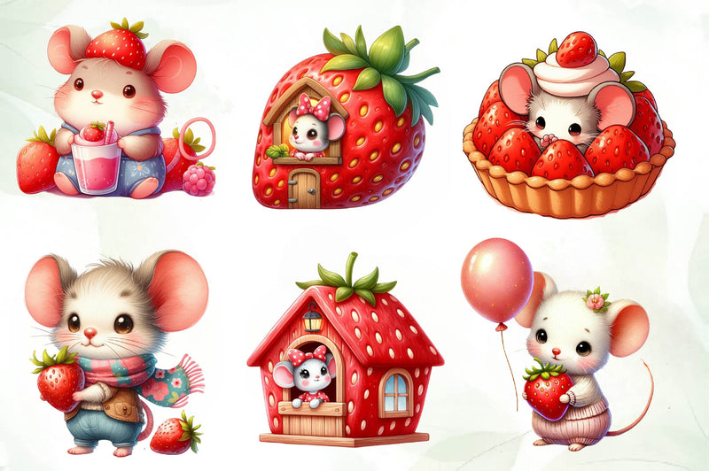 Minnie Animals Mouse Strawberry Clipart Bundle - CraftNest - Digital Crafting and Art